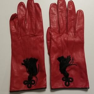 Anne Klein Red Leather Gloves